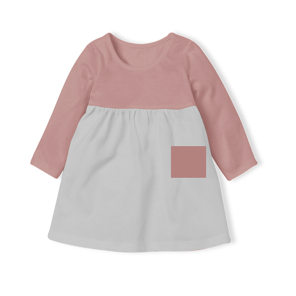 Winter Dress - Grey/Dusky Pink Pocket