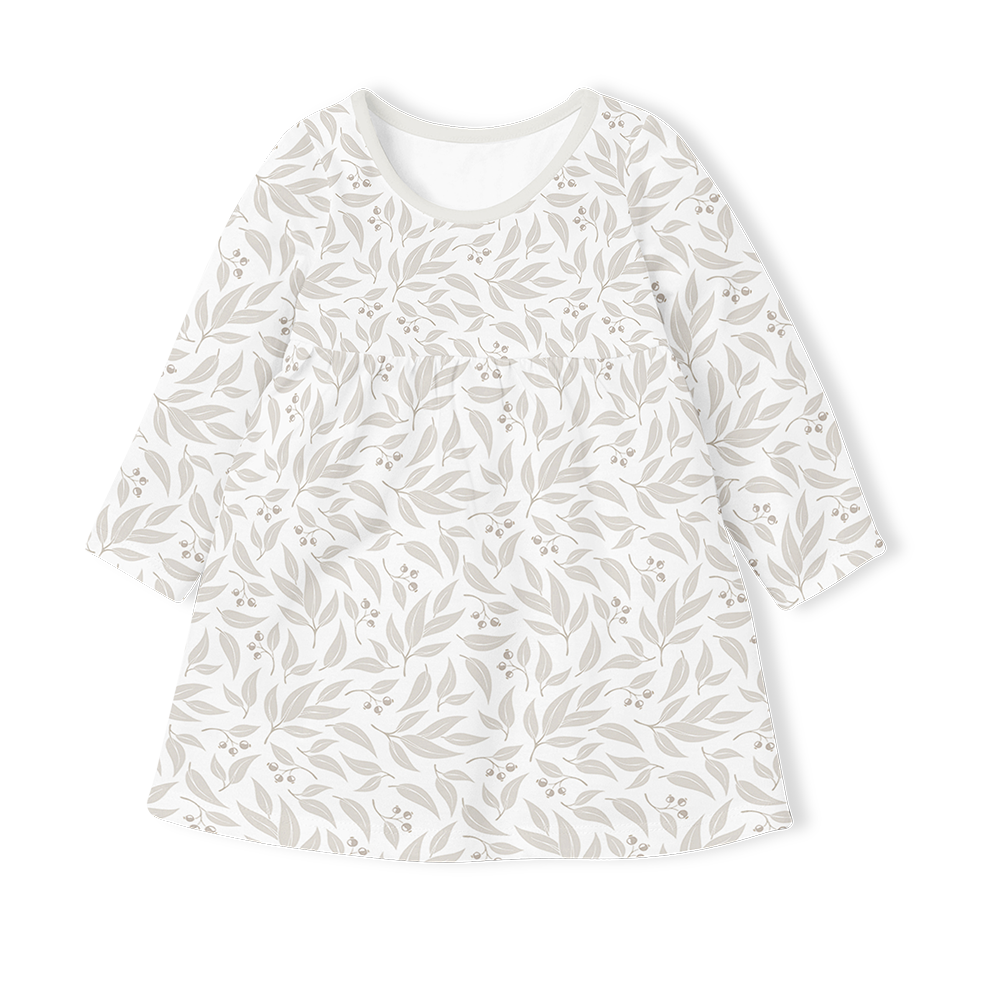 Long Sleeve Dress -Willow Leaf Stone